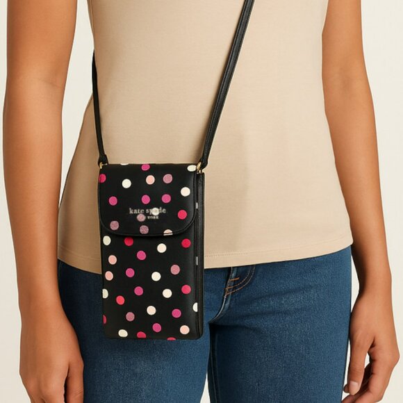 Kate Spade Staci Glimmer Dot Printed Flap Phone Crossbody NWOT - Picture 3 of 6